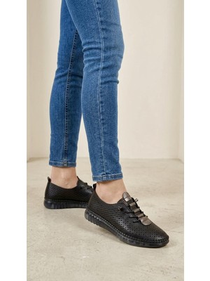 Punto 656206 Hakiki Deri Şeffaf Taban Lastik Bağlı Delikli Spor Ayakkabı