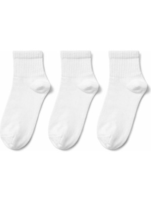 QUALITY WALKING 3'lü Unisex Dikişsiz Pamuklu Yarım Tenis Çorap Günlük ve Spor Kullanım Nefes Alan Konforlu