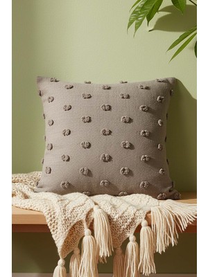 Taş Rengi Puantiye Punch Dekoratif Kırlent Kılıfı