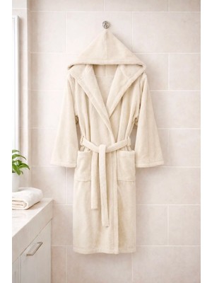 MySoft Home Kadife Kapüşonlu Bornoz  %100 Pamuk
