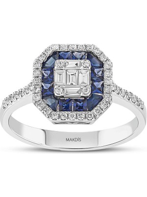 Makdis Pırlanta 0.75 Karat Safir Baget Pırlanta Yüzük