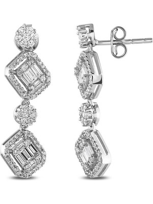 Makdis Pırlanta 1.00 Karat Baget Pırlanta Küpe