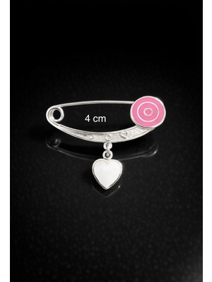 Miraç Gümüş Takı Atölyem 925 Ayar Gümüş Kalp Detaylı Çocuk Çengelli Iğne