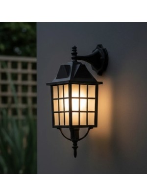 Akviva Kafesli Ters Bakan Konsollu Fener Bahçe Aydınlatma Armatürü Siyah