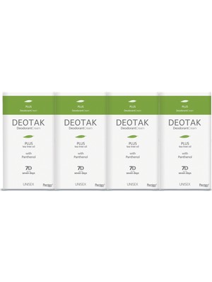 Deotak Krem Deodorant PLUS 4 Adet 35 ml Unisex Tea Tree Oil İçerikli Pudrasız Etkili Koruma