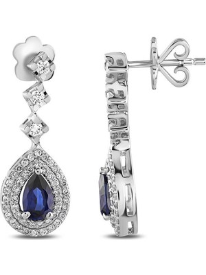 Makdis Pırlanta 1.50 Karat Safir Pırlanta Küpe