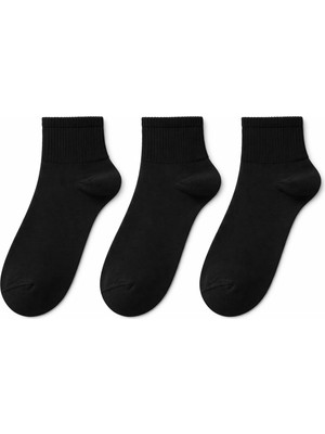 QUALITY WALKING 3'lü Unisex Dikişsiz Pamuklu Yarım Tenis Çorap Günlük ve Spor Kullanım Nefes Alan Konforlu