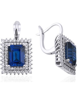 Makdis Pırlanta 7.90 Karat Safir Pırlanta Küpe