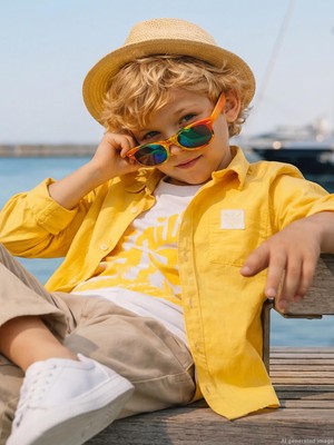 Civil Boys Sailin Baskılı Tişörtlü 2-5 Yaş Gömlek - Hardal