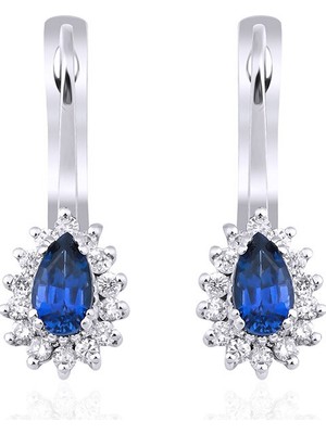 Makdis Pırlanta 0.75 Karat Safir Pırlanta Küpe