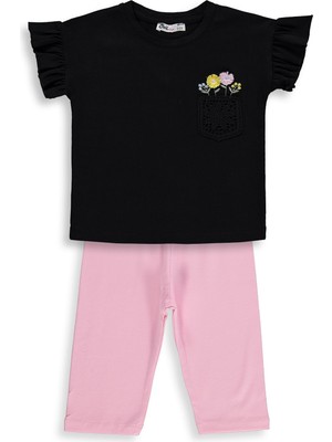 Civil Girls Fiyonklu 2-5 Yaş Takım - Siyah