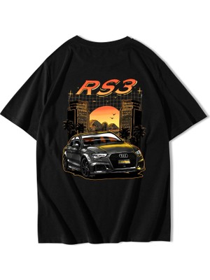 Brz Collection Unisex Oversize Rs3 Audi Rs3 T-Shirt Siyah