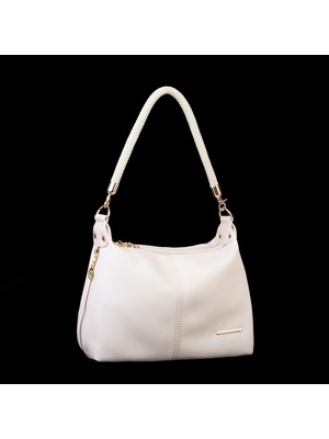 Nas Bag Kadın Şık Örgülü El Yapımı Askılı Omuz ve Çapraz Çanta Krem Victoria