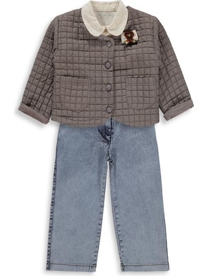 Obelia Kız Çocuk Hırkalı Gömlekli 2-5 Yaş Takım - Kahve