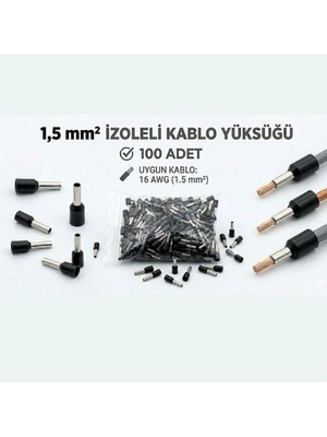 Tork 1,5 mm İzoleli Kablo Yüksüğü 100 Adet Siyah Renk Yüksek İletkenlik Performansı