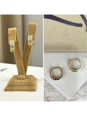 Ca Shopping Taşlı Çelik Kararmaz Halka Küpeler