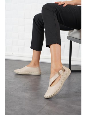 Cozi Company %100 Hakiki Deri Lastikli Esnek Kadın Ayakkabı