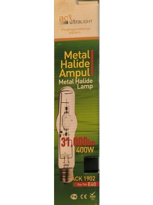 Ack 400W Metal Halide Ampul E40 Duy 31000 Lümen Işık Gücü Balastile Çalışır