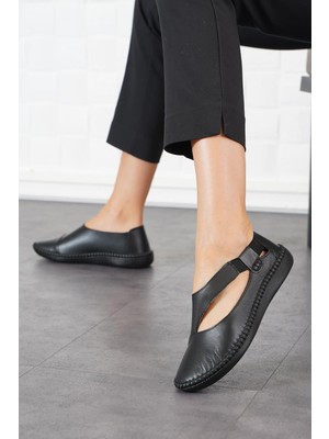 Cozi Company %100 Hakiki Deri Lastikli Esnek Kadın Ayakkabı