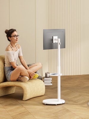 Cletech Tekerlekli Monitör Standı 17"-35" | Pistonlu Yükseklik Ayarı | 360° Döner | Raflı Mobil Stand