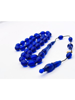 Tesbih Pasajı Usta Işçilikli Mavi Sıkma Ateş Kehribar Tesbih