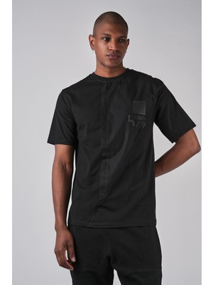 Ex-pent Erkek Poplin Garnili Suprem Kumaşlı Regular Kalıp Baskılı Pamuklu Siyah T-Shirt