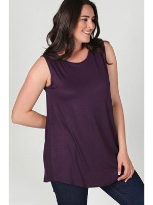 Curvy Trend Büyük Beden Kolsuz Viskon Basic Bluz
