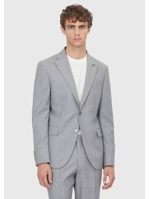 Ramsey Gri Düz Modern Fit %100 Yün Takım Elbise