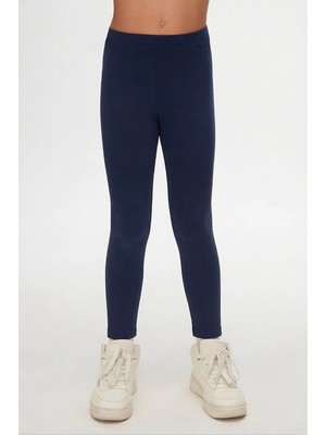 Açık Lacivert Basic Kız Çocuk Yazlık Tayt