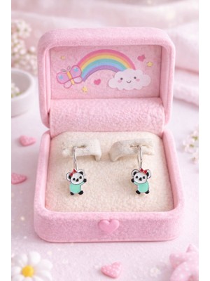 Miraç Gümüş Takı Atölyem 925 Ayar Gümüş Mineli Kuala Detaylı Kız Çocuk Küpesi