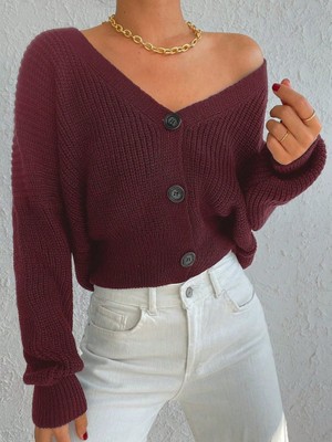 Infivento Kadın Uzun Kollu Üç Düğmeli Triko Hırka