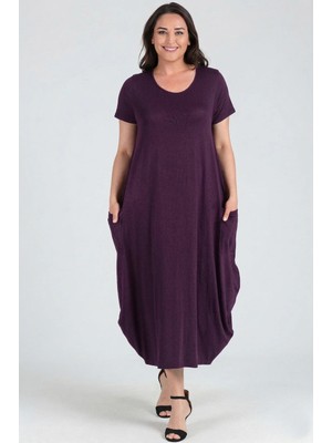 Curvy Trend Büyük Beden Jumbo Kısa Kol Elbise