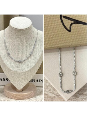 Ca Shopping Sıra Taşlı Su Yolu Detaylı Çelik Kolye