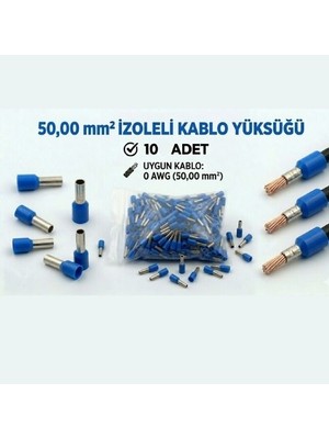 Tork 50 mm Izoleli Kablo Yüksüğü – 0 Awg – Mavi Renk – 10 Adet