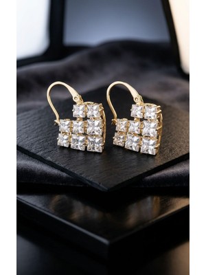 Solène Aurelia Gold Altın Kaplama Taşlı Kalp Tasarım Küpe