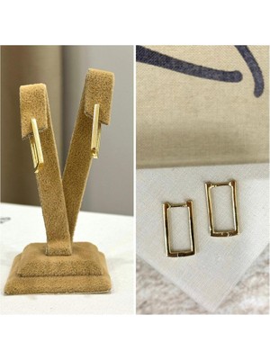 Ca Shopping Dikdörtgen Tasarım Çelik Küpe