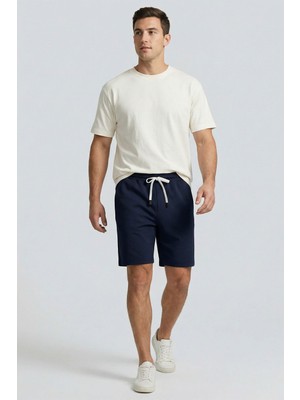 Lacivert Standart Fit Basic Arka Cepli Erkek Şort - 88314
