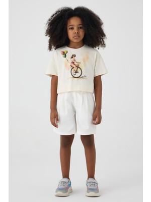 Tyess Bg Store Kız Çocuk Ekru Tshirt