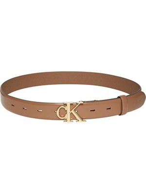 Calvin Klein Kadın Round Ck Buckle 30MM Smooth Kemer