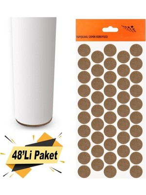 Karaaliler Yapışkanlı Mobilya Masa Sandalye Altı Zemin Ayak Koruyucu Keçesi Ses Kesici 20 mm (48'li Paket)