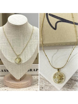 Ca Shopping Güneş Figürlü Taşlı Çelik Kolye