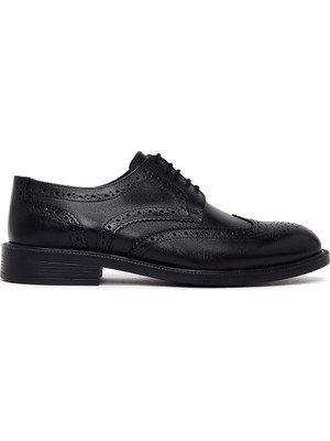 Derimod Erkek Siyah Bağcıklı Deri Klasik Ayakkabı 26SFD664118