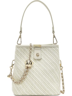 Derimod Kadın Krem Kumaş Desenli Mini Çapraz Çanta 26SBD24186F