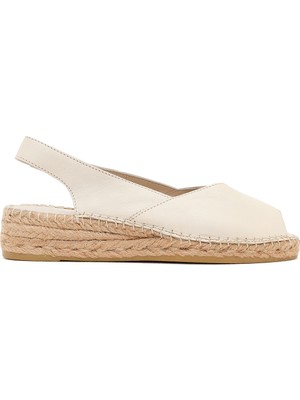 Derimod Kadın Krem Kalın Tabanlı Deri Espadril 26SFD2057FT