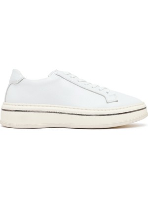 Derimod Erkek Beyaz Bağcıklı Kalın Tabanlı Deri Sneaker 26SFD640218