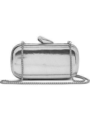 Derimod Kadın Gümüş Uzun Askılı Metalik Mini Portföy Abiye Çantası 26PBD270132