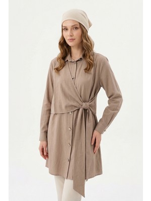 Lale Butik Levidor Patı Fırfırlı Gömlek 230109 Vizon