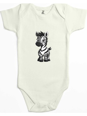 Şirin Zebra Renkli Bebek Body Zıbın