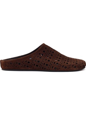 Derimod Kadın Kahverengi Desenli Süet Deri Terlik 26PFD150910