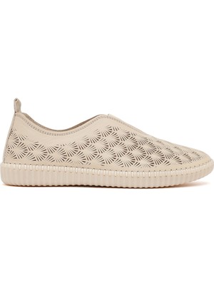 Derimod Kadın Krem Desenli Deri Konfor Ayakkabı 26AFD332518